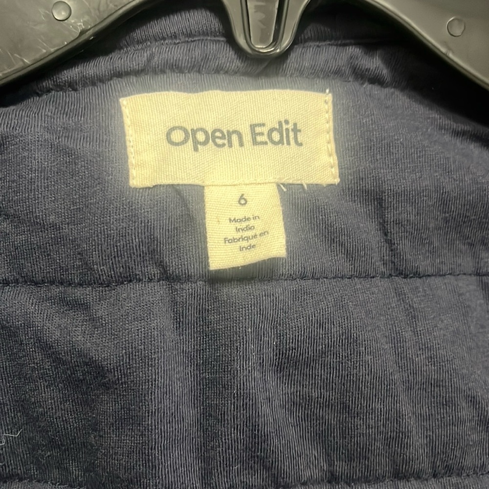 Open Edit Kids Navy Roomy Hooded Organic Cotton Quilted Jacket Size 6; NWOT - Picture 4 of 6